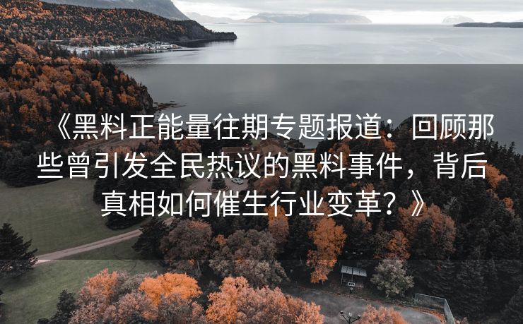 《黑料正能量往期专题报道：回顾那些曾引发全民热议的黑料事件，背后真相如何催生行业变革？》